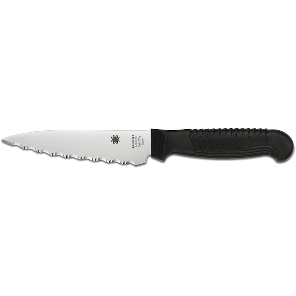 Spyderco 2024 Spyderco Kitchen Classics, Small Utility Knife Serrated 4.5In, Lightweight Black - SPY-K05SBK