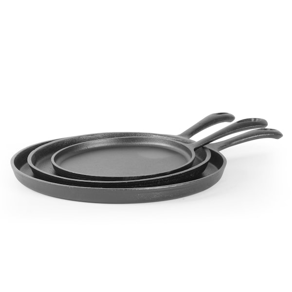 Commercial Chef 3-Piece Cast Iron Griddle Set - 8/10/12 - CHCI81012
