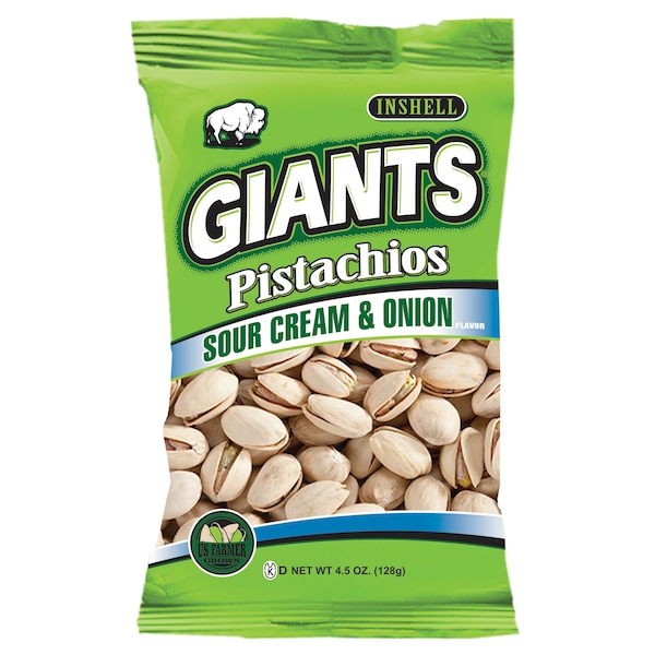 Pistaches Gigantes Gigantes Aperitivo Crema Agria y Cebolla 4.5 oz., Paquete de 8 - 51670