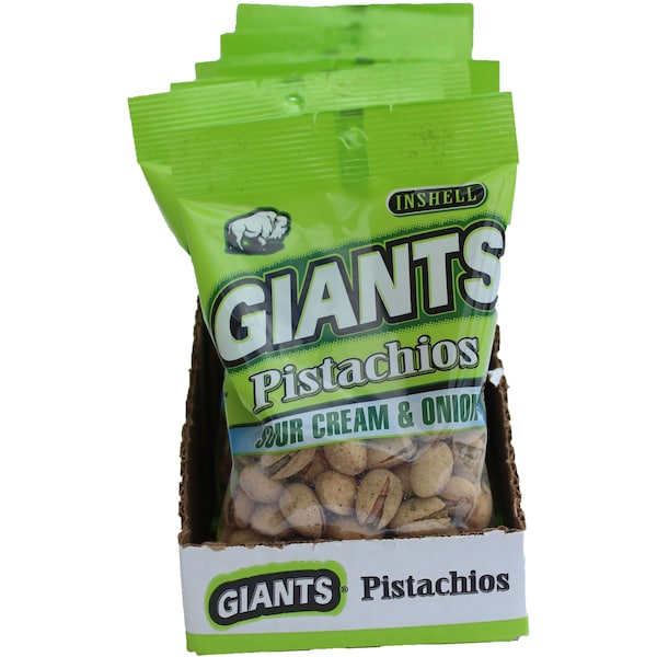 Pistaches Gigantes Gigantes Aperitivo Crema Agria y Cebolla 4.5 oz., Paquete de 8 - 51670