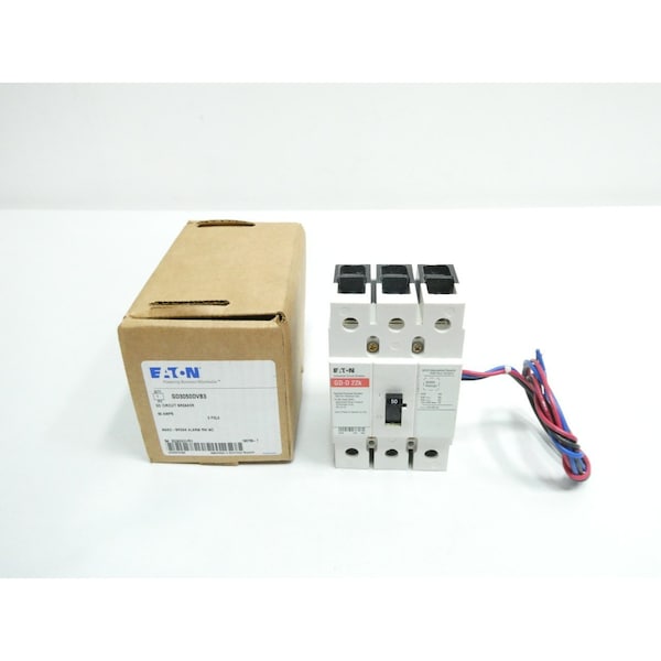 Eaton 3P 50A AMP 240/480V-AC 125/250V-DC MOLDED CASE CIRCUIT BREAKER - GD-D 22K GD3050DVB3