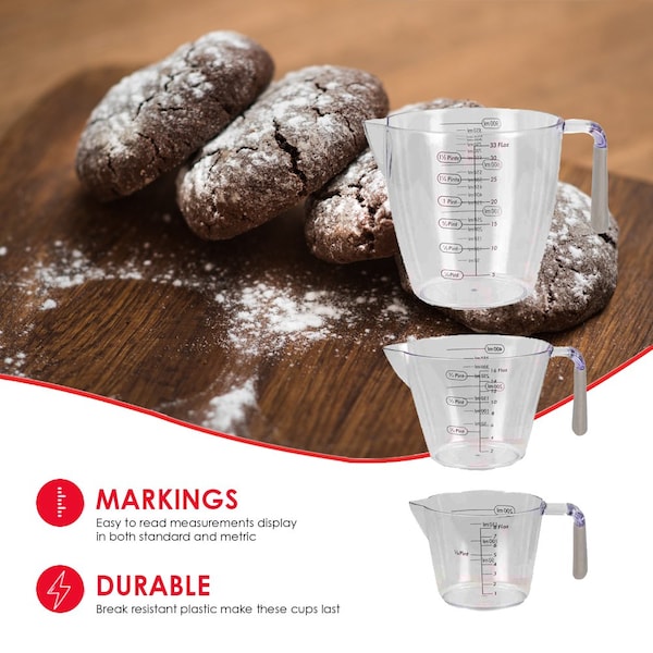Hds Trading 3 Piece Measuring Cup with Rubber Grip - ZOR95920