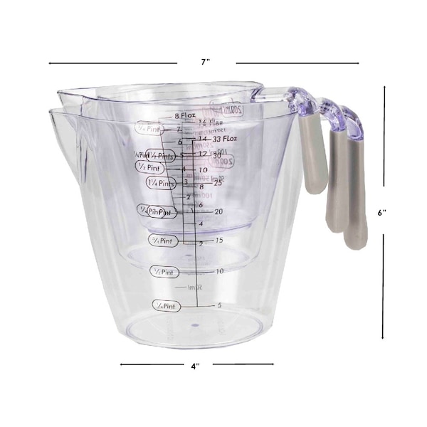 Hds Trading 3 Piece Measuring Cup with Rubber Grip - ZOR95920