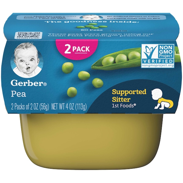 Gerber Comida para Bebé de Guisante en Paquete Múltiple de 4 oz, 8 Tarrinas - 00015000910389U