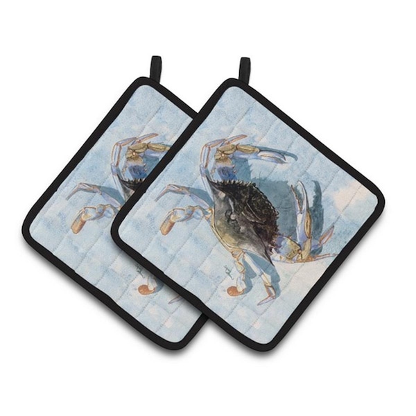 Carolines Treasures Blue Crab Pair of Pot Holders, 7.5 x 3 x 7.5 in. - 8011PTHD