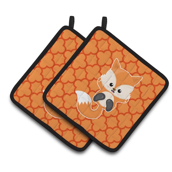 Carolines Treasures Baby Fox Quatrafoil Pair of Pot Holders - BB7085PTHD