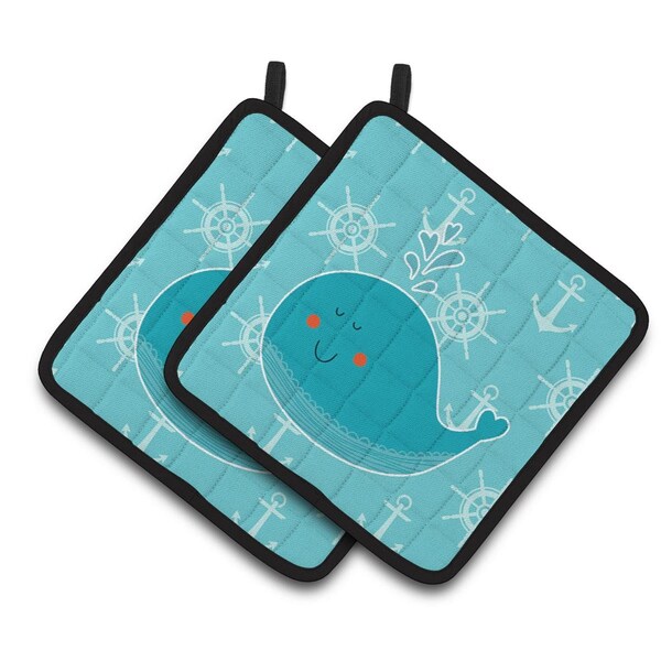 Carolines Treasures Whale With Anchors Pair of Pot Holders - BB6765PTHD