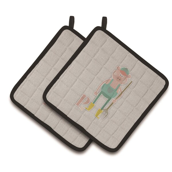 Carolines Treasures Alphabet P For Pig Pair of Pot Holders - BB5741PTHD