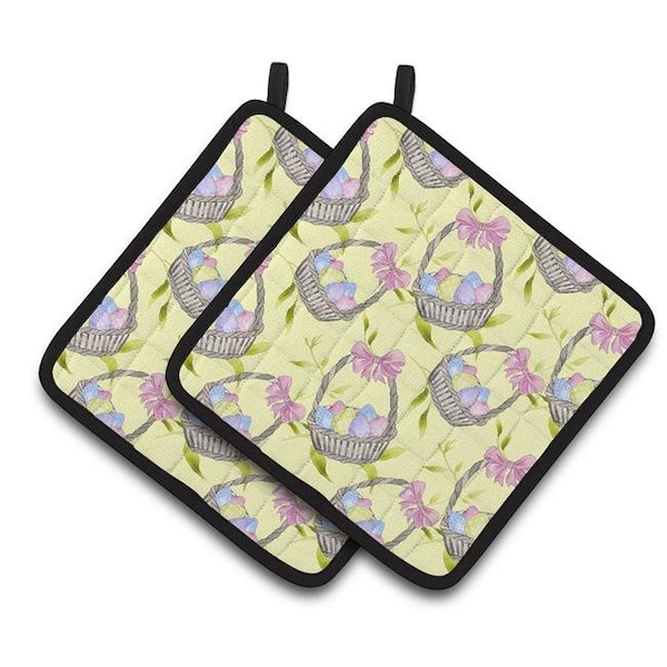 Carolines Treasures Carolines Treasures BB7490PTHD Easter Basket & Eggs Pair of Pot Holders - BB7490PTHD