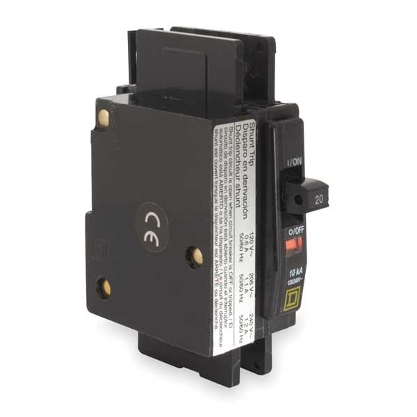 Square D Miniature Circuit Breaker, QOU Series, 20A, 1 Pole, 120/240V AC, 10kA at 120/240V AC - QOU1201021