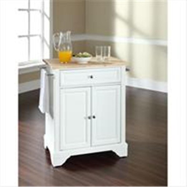 Betterbeds Crosley Furniture LaFayette Natural Wood Top Portable Kitchen Island in White Finish - BE3049070