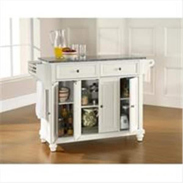 Betterbeds Crosley Furniture Cambridge Solid Granite Top Kitchen Island in White Finish - BE3042769
