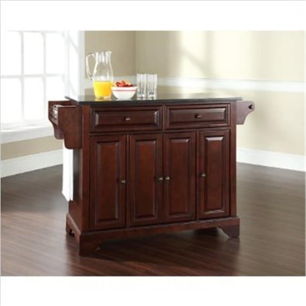 Seatsolutions LaFayette Solid Black Granite Top Kitchen Island in Vintage Mahogany Finish - SE3042844