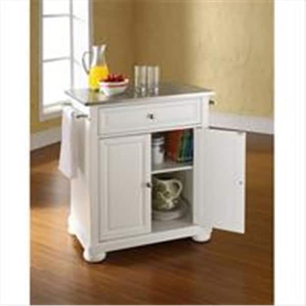 Betterbeds Crosley Furniture Alexandria Stainless Steel Top Portable Kitchen Island in White Finish - BE3043552