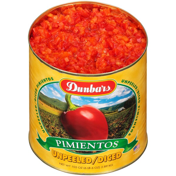 Dunbar Dunbar Pimientos en cubos sin pelar de 102 oz., paquete de 6 - 07084603060001