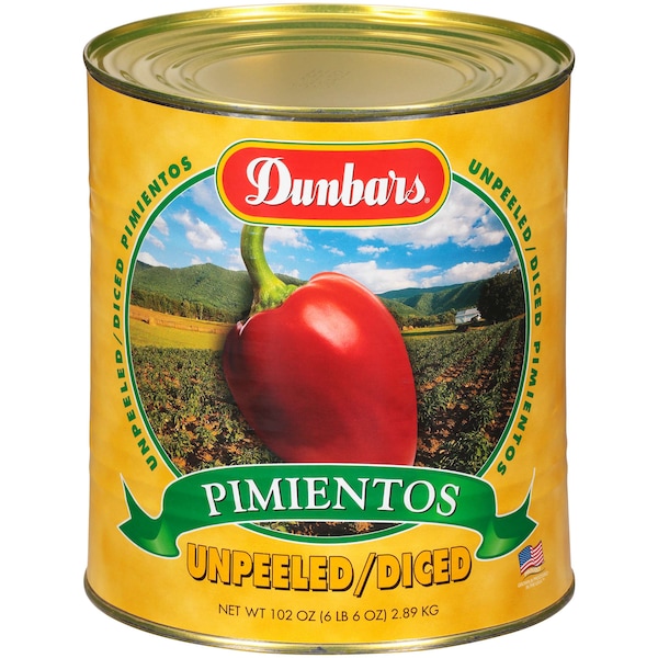 Dunbar Dunbar Pimientos en cubos sin pelar de 102 oz., paquete de 6 - 07084603060001