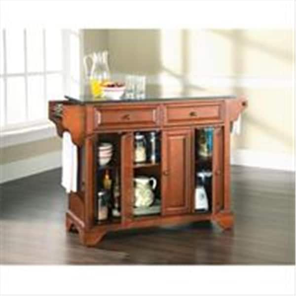 Modern Marketing Crosley Furniture Lafayette Solid Black Granite Top Kitchen Island In Classic Cherry Finish - KF30004BCH