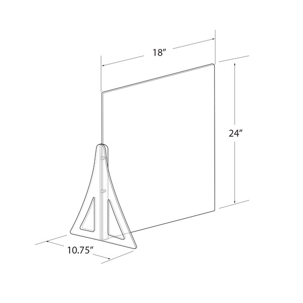 Azar Displays 18" x 24" Single Leg Partition Shield, PK2 - 179892-187