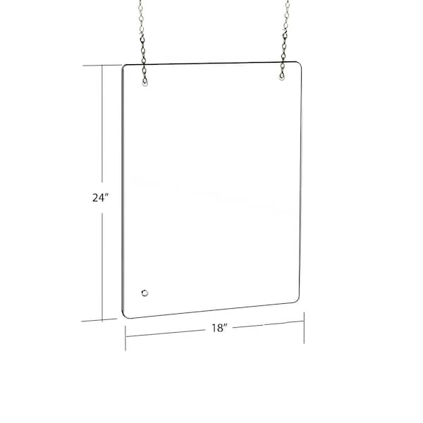 Azar Displays Hanging Clear Acrylic Plexiglass Shield Cashier PPE 18"x24", PK2 - 179962-100