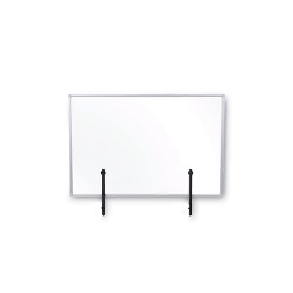 Bi-Silque MasterVisi, PROTECTOR SERIES GLASS ALUMINUM DESKTOP DIVIDER, 35.4 X 0.16 X 23.6, CLEAR - GL07019101