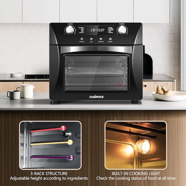 Cusimax Air Fryer Oven Countertop, 10-in-1 Convection Oven Black - CMAF-E23A