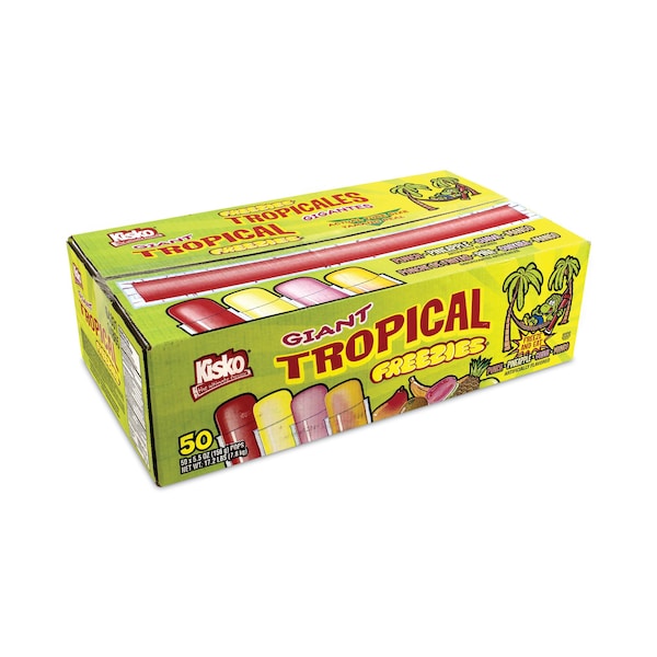 Paletas heladas gigantes tropicales Kisko, tubo de 5.5 oz, sabores de ponche de frutas, guayaba, mango, piña, 50 unidades - 74865