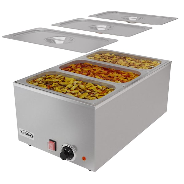 Koolmore Commercial Bain Marie Countertop Food Warmer, Soup Station, and Buffet Table Server - CFW-3