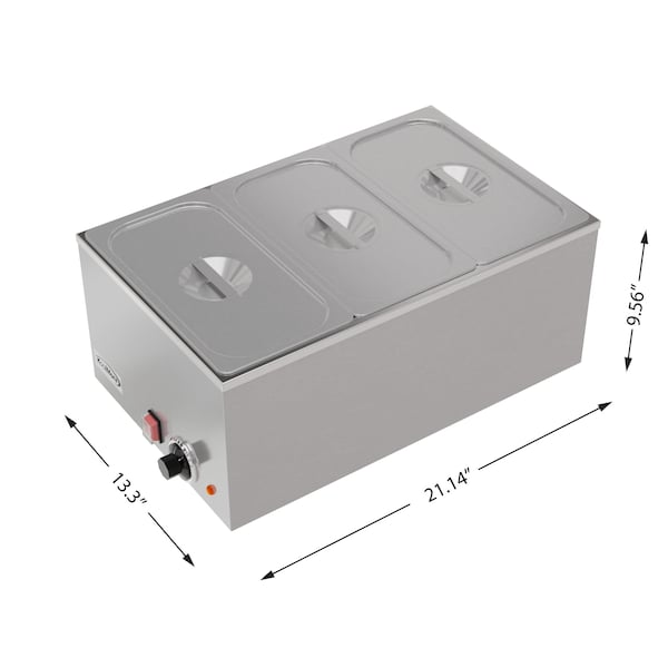 Koolmore Commercial Bain Marie Countertop Food Warmer, Soup Station, and Buffet Table Server - CFW-3