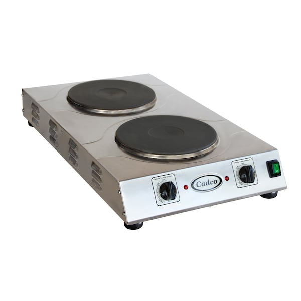 Cadco Double Cast Iron Space Saver Hot Plate, (2) 9" cast iron burners - CDR-3K