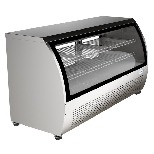 Koolmore 82" Deli Case and Meat Display Stainless-Steel Refrigerator, Multi-Tiered Shelves, Curved Glass Front - RD32C-SS