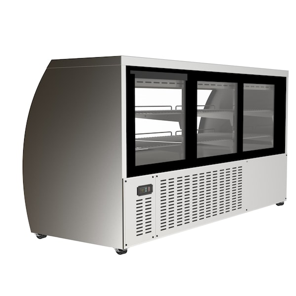 Koolmore 82" Deli Case and Meat Display Stainless-Steel Refrigerator, Multi-Tiered Shelves, Curved Glass Front - RD32C-SS