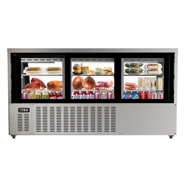 Koolmore 82" Deli Case and Meat Display Stainless-Steel Refrigerator, Multi-Tiered Shelves, Curved Glass Front - RD32C-SS