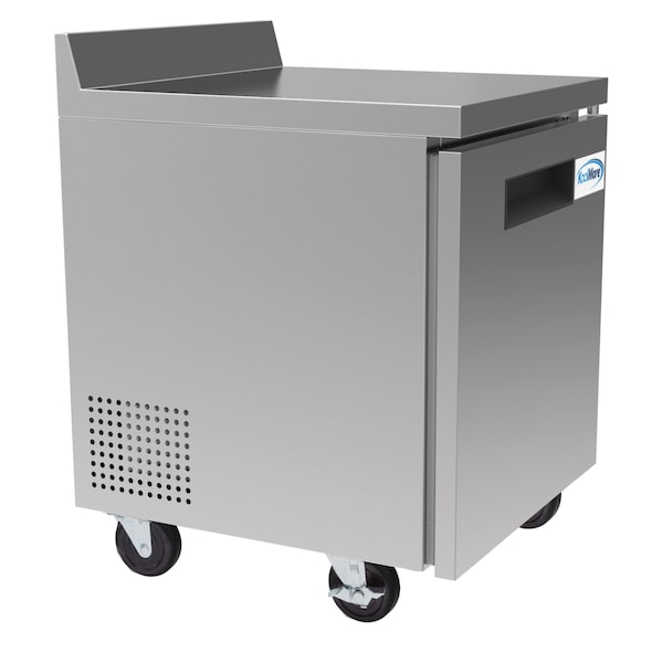 Koolmore 27" Stainless Steel Worktop Commercial Refrigerator with 3 1/2 Backsplash - 6.3 cu.ft,  - RWT-1D-6C