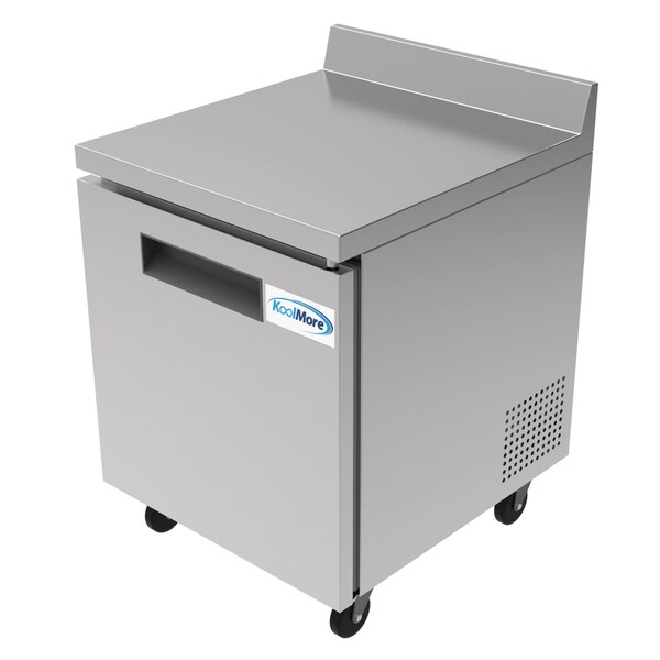 Koolmore 27" Stainless Steel Worktop Commercial Refrigerator with 3 1/2 Backsplash - 6.3 cu.ft,  - RWT-1D-6C