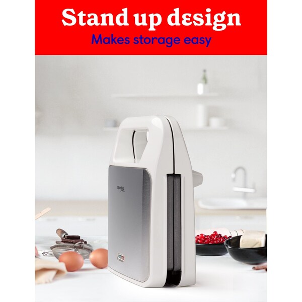 Betty Crocker 3-in-1 Indoor Grill, Sandwich / Panini Press & Waffle Maker Plus, White - BC-4965W