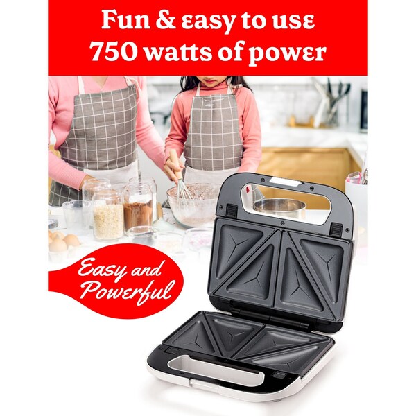 Betty Crocker 3-in-1 Indoor Grill, Sandwich / Panini Press & Waffle Maker Plus, White - BC-4965W