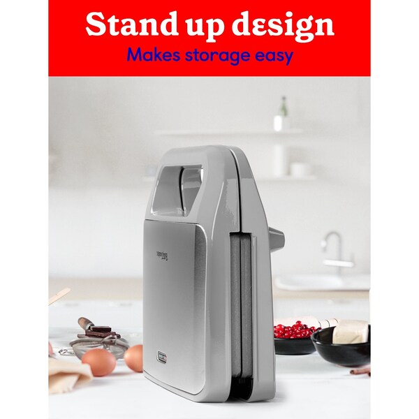 Betty Crocker 3-in-1 Indoor Grill, Sandwich / Panini Press & Waffle Maker Plus, Silver - BC-4965S