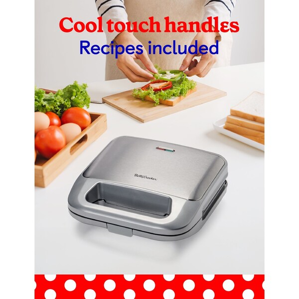 Betty Crocker 3-in-1 Indoor Grill, Sandwich / Panini Press & Waffle Maker Plus, Silver - BC-4965S