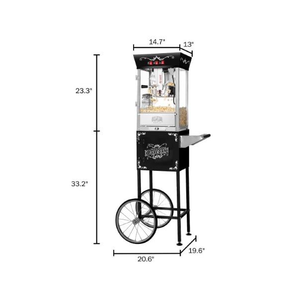 Great Northern Popcorn 8 Ounce Antique Style Popcorn Machine - Electric Countertop Popcorn Maker Cart (Black) - 823424DZS