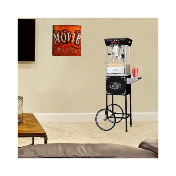 Great Northern Popcorn 8 Ounce Antique Style Popcorn Machine - Electric Countertop Popcorn Maker Cart (Black) - 823424DZS
