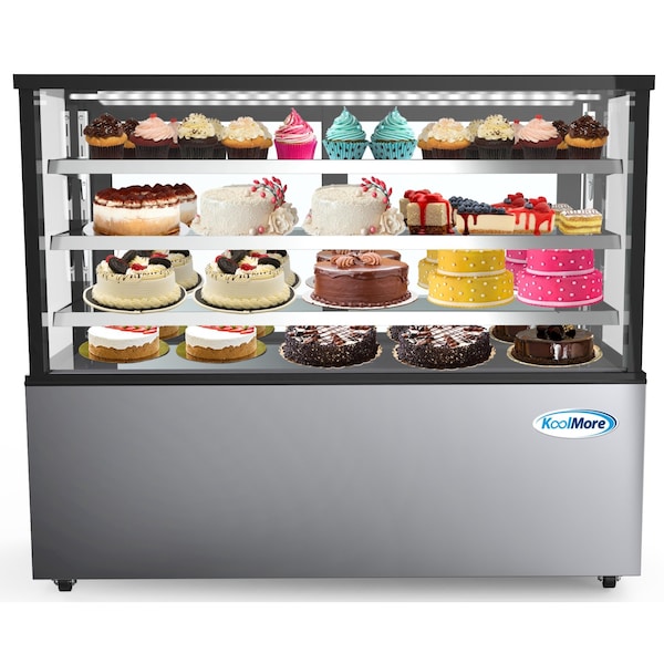 Koolmore Refrigerated Bakery Display Case for Cakes, Pies, Pastries, 71” Stainless Steel Frame, Glass Front - RBD30C