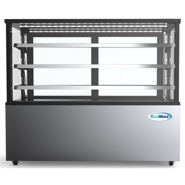 Koolmore Refrigerated Bakery Display Case for Cakes, Pies, Pastries, 71” Stainless Steel Frame, Glass Front - RBD30C