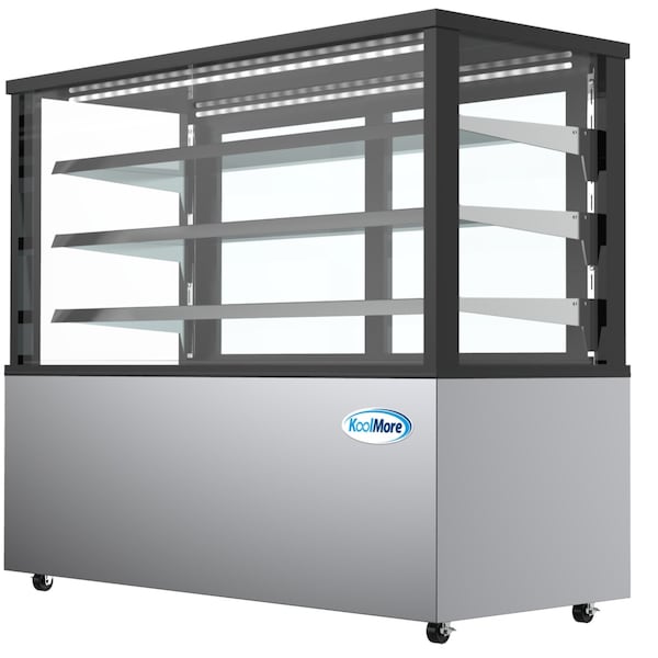 Koolmore Refrigerated Bakery Display Case for Cakes, Pies, Pastries, 71” Stainless Steel Frame, Glass Front - RBD30C