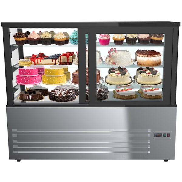 Koolmore Refrigerated Bakery Display Case for Cakes, Pies, Pastries, 71” Stainless Steel Frame, Glass Front - RBD30C