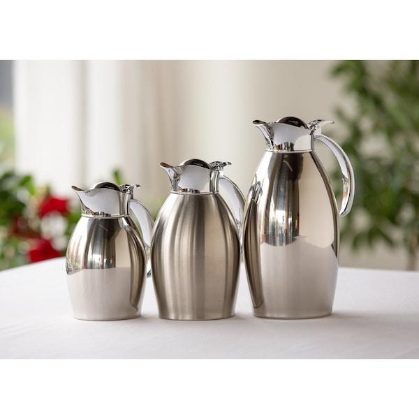 Service Ideas Nicollet Series Flip Top Stainless Vacuum Insulated Carafe, 50.7 Ounce, Brushed - NIC15BS
