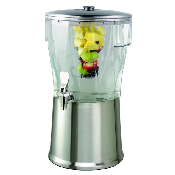 Service Ideas Beverage Dispenser, Round, 5 Gallon with Infuser Tube, Stainless Steel, Brushed - CBDRT5BSSS