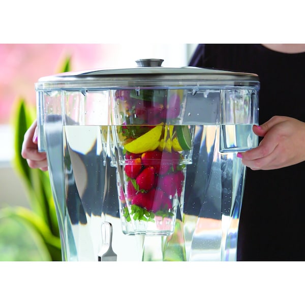 Service Ideas Beverage Dispenser, Round, 5 Gallon with Infuser Tube, Stainless Steel, Brushed - CBDRT5BSSS