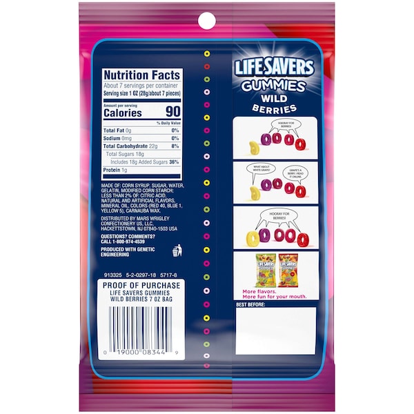 Salvavidas de vida salvaje dulce de goma con bayas silvestres 7 oz. Paquete, PK12 - 314132