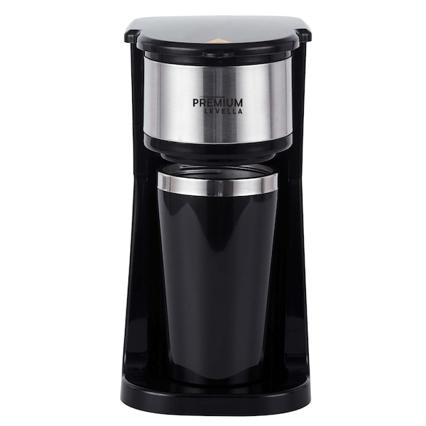 Premium Levella Single Serve On-The-Go Coffee Maker with 14.2 Ounce Travel Mug - PCM122