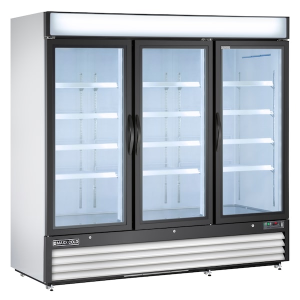 Maxx Cold Refrigerator 72 cu.ft., 3 Door, Comm. Merchandiser, White/Glass - MXM3-72R